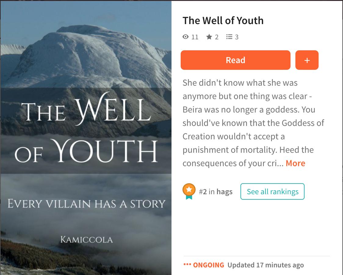 Kamiccola's tweet photo. My Well of Youth story is trending under the tag: hags.
π
#amwriting #hags #hagsrule #howmanystoriesfeaturehags #mynextstoryshouldhaveahagMC
https://t.co/RuOIXAYfot https://t.co/hDRtkFThAr