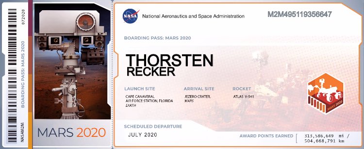 DublinEnemyNo1's tweet photo. #BoardingPass to #MARS2020 - it’ll be fun @NASA_Technology  said so I went to @NASAJPL and signed up 🍀🇮🇪🍀 https://t.co/JQltZXz8XM https://t.co/xZQ2GzWOgT