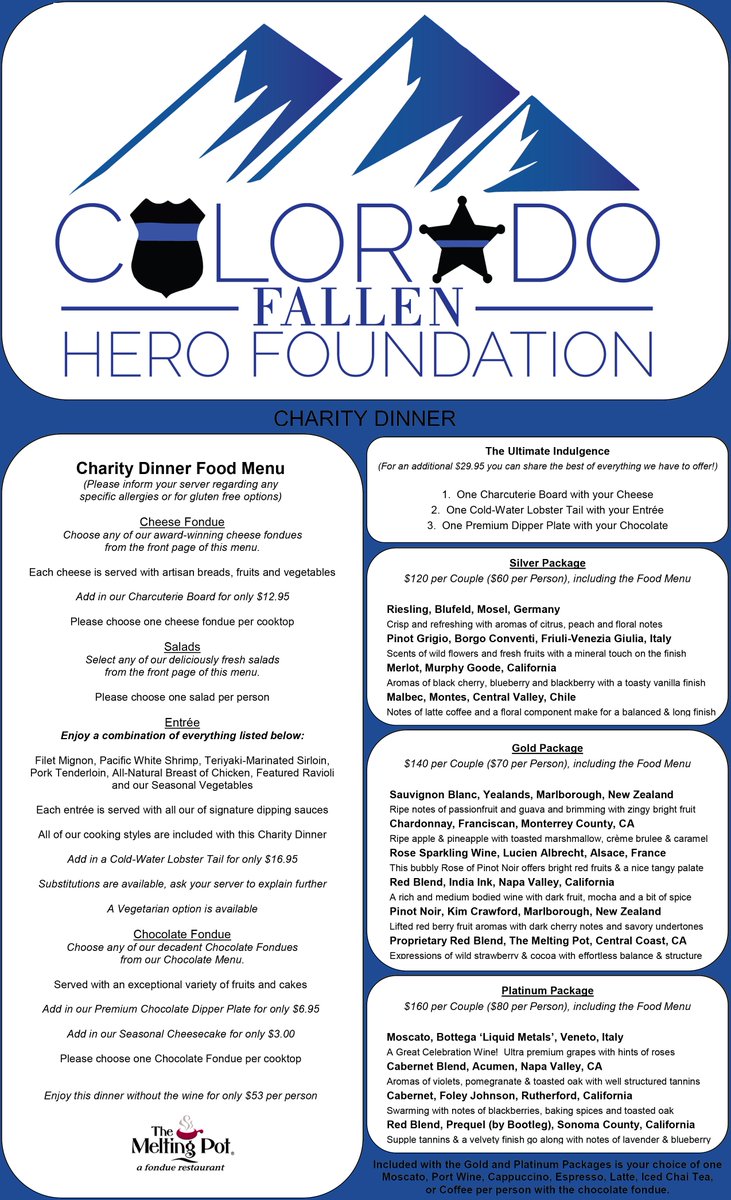 COFallenHero's tweet photo. Great food and a great fundraiser! @MeltingPotLittl and @TheMeltingPot Louisville are hosting a charity dinner during the entire month of June! We hope to see you there! https://t.co/V2c3RaySm5 https://t.co/CS714TPHWX