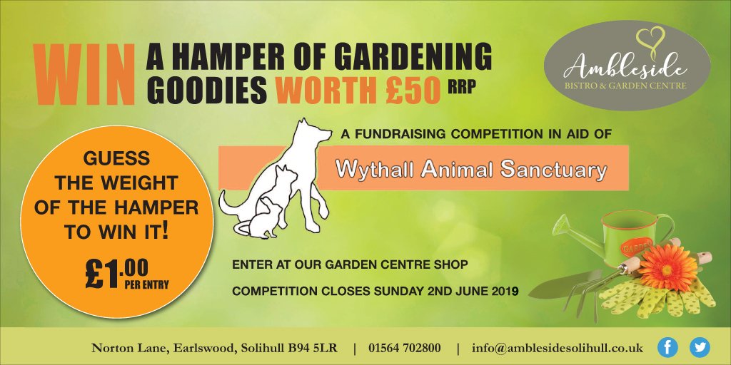 Pop into our garden centre shop and enter this lovely competition in aid of <a href="/WythallAnimals/">WythallAnimalRescue</a> and you might win a hamper of gardening goodies worth £50! #CompetitionTime