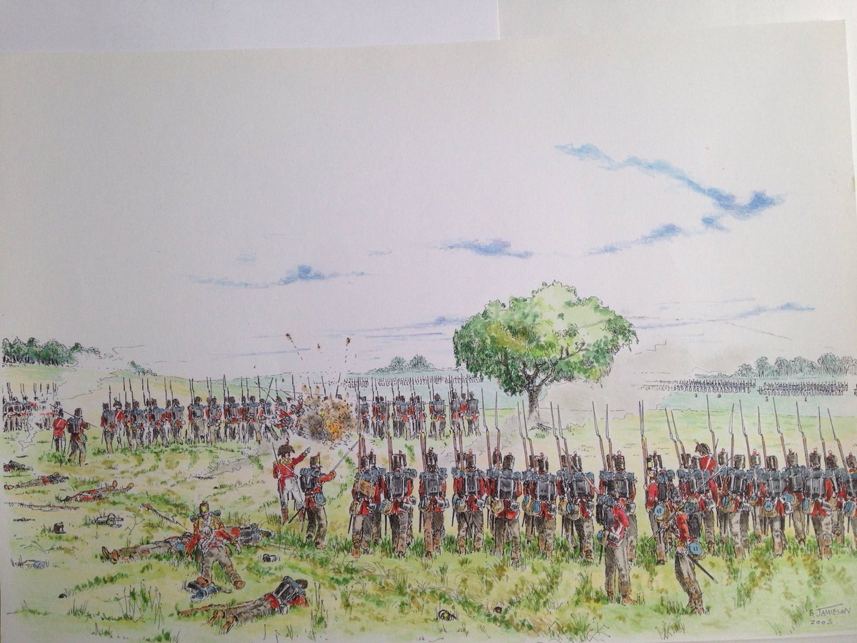 bwjsharpart's tweet photo. #TheSharpEndofHistory 'Line to Column' British infantry coming under shell and cannon fire changing position swing into open column #NapoleonicWar #MilitaryArt #History #ScottishArt https://t.co/dushrqmZUn