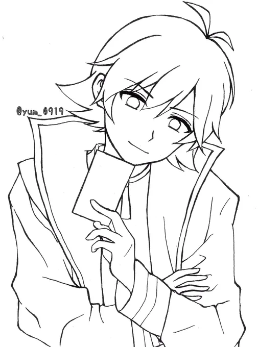 #線画を晒すと誰かが色を塗ってくれるかもしれない
#わさびファンアート 

ちょっとしばらく絵を描けないかもしれないので初の線画を置いてみる_( っ`ω')っソイヤッ
アナログをデジタルにしたので少し荒いけど、誰でも塗ってくれる方いたら泣いて喜びます🤣 