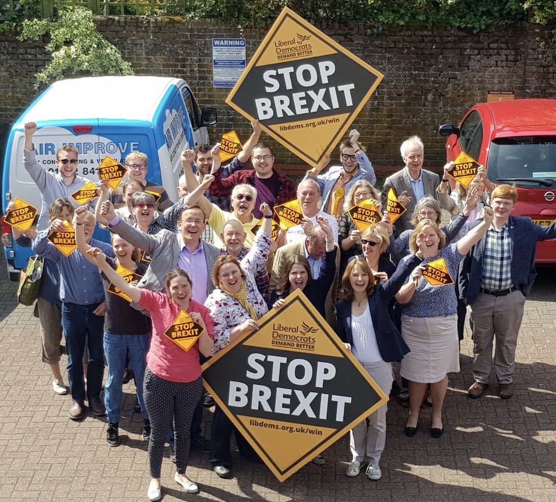 PaulaWFerguson's tweet photo. Great to be out canvassing for the EU Election today in #Winchester with @joswinson and @mpntod. The message is clear, a vote for the #LibDems is a vote to #StopBrexit. #winld https://t.co/exjPkNIRmh