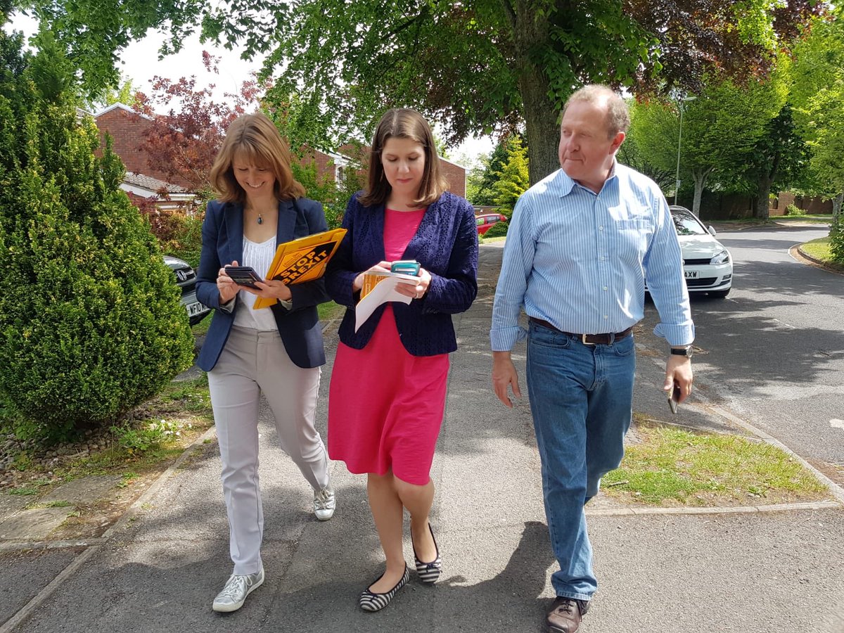 PaulaWFerguson's tweet photo. Great to be out canvassing for the EU Election today in #Winchester with @joswinson and @mpntod. The message is clear, a vote for the #LibDems is a vote to #StopBrexit. #winld https://t.co/exjPkNIRmh