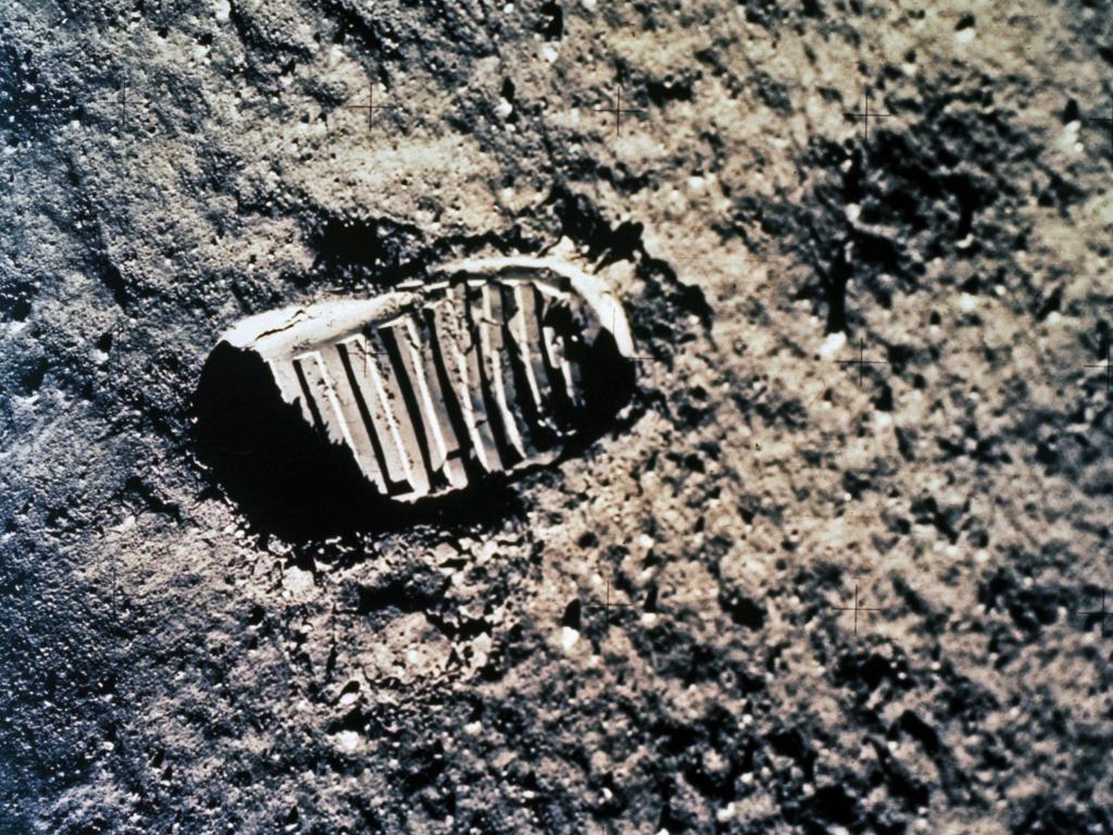 Footprint on the lunar surface.