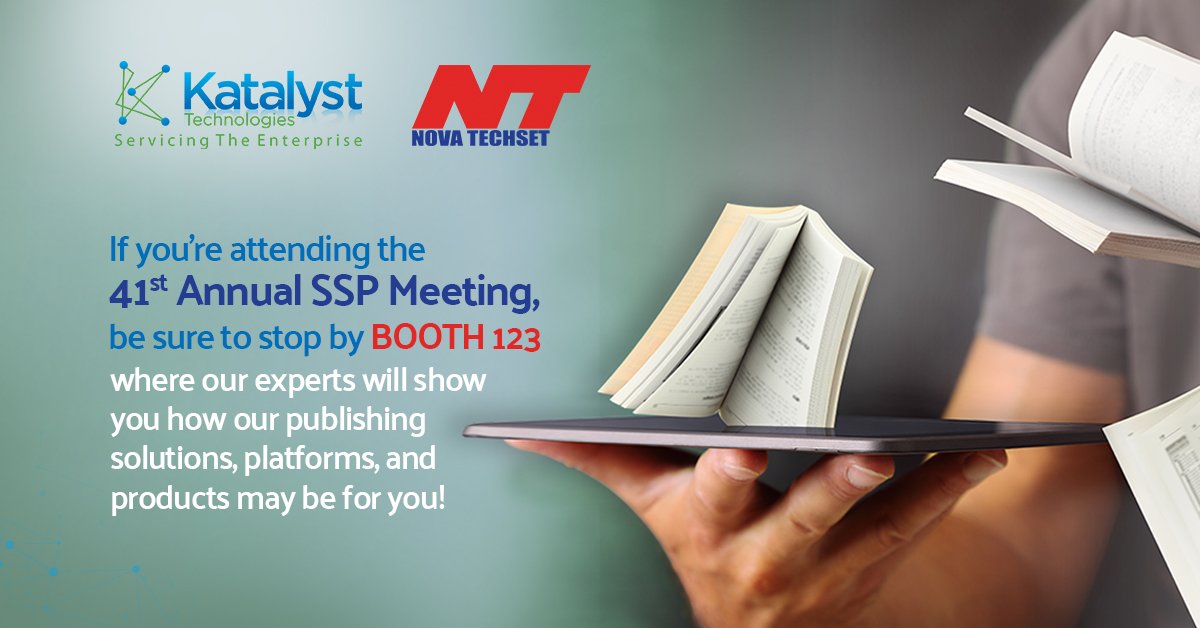 Novatechset's tweet image. If you're attending the SSP show in San Diego, be sure to stop by booth 123 where we'll show you how our publishing solutions, platforms, and products may be for you! #publishing #copyediting #SSP2019 #composition #STM