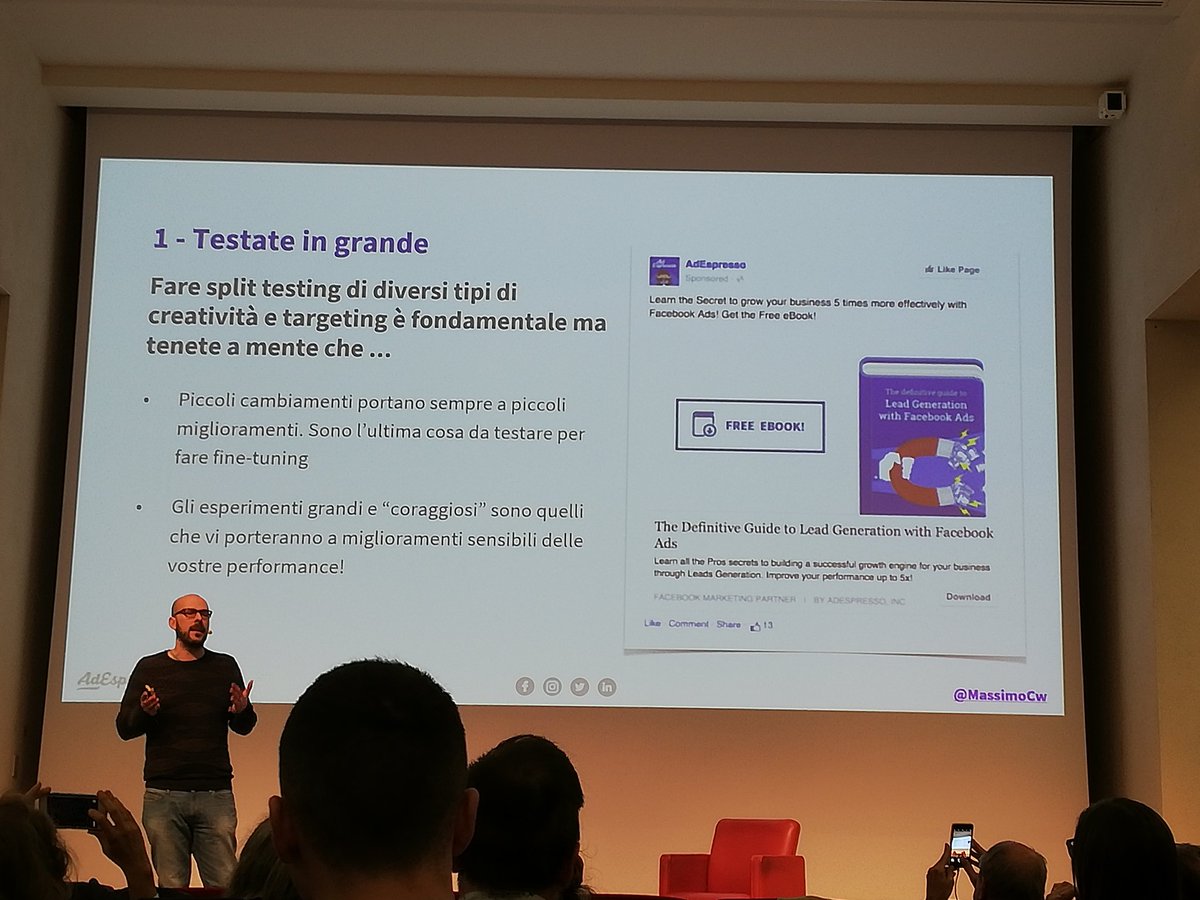 simonaptr's tweet image. 4 consigli per migliorare i vostri Facebook Ads ma... non dimenticate di essere flessibili e creativi! @MassimoCw @AdEspresso al #SMMdayIT @smmdayit
