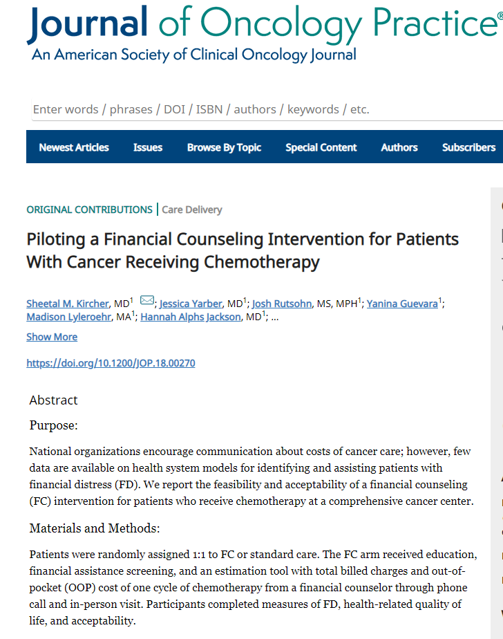 NMSurgery's tweet photo. #DYK our very own @HannahJacksonMD contributed to an study about communication around the costs of chemo? ✍️ Sheetal Kircher, MD @LurieCancer Read more: Piloting a Financial Counseling Intervention for Patients With Cancer Receiving Chemotherapy https://t.co/iFR8mOx2wu https://t.co/eQOFbPA2uz