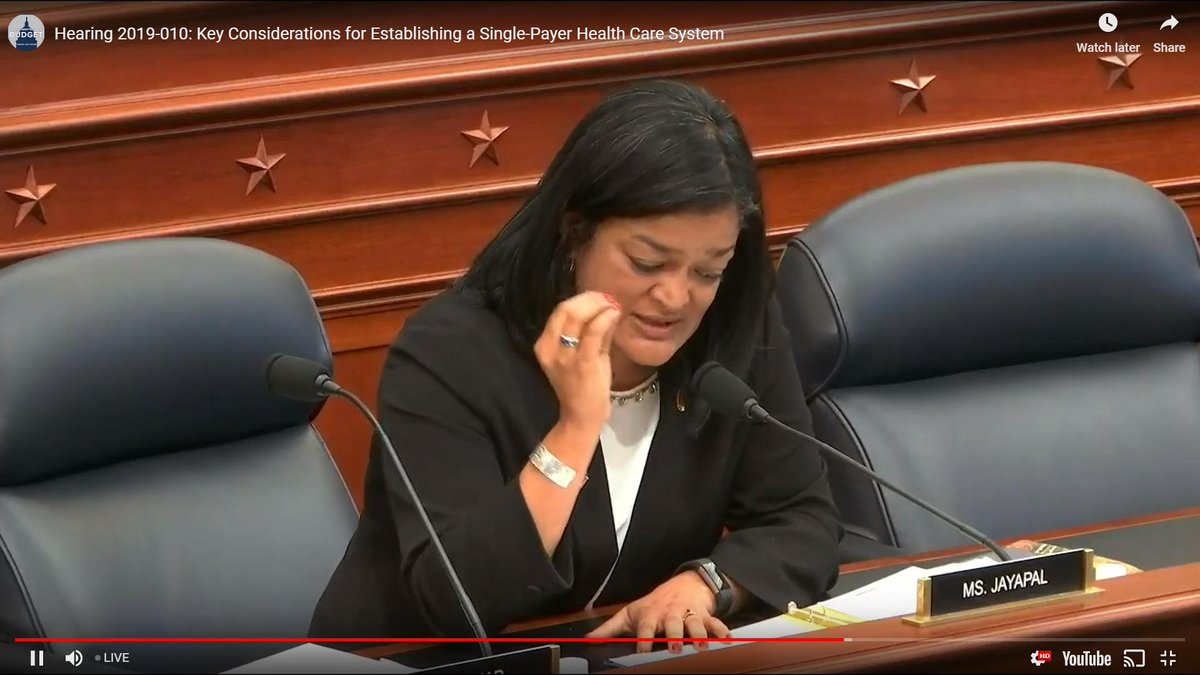 'People tuning in, here is what you get from a Medicare for All, universal healthcare system:' (1/3)
- Representative Pramila Jayapal
#medicareforall
#medicareforallhearings
#budgetcommittee