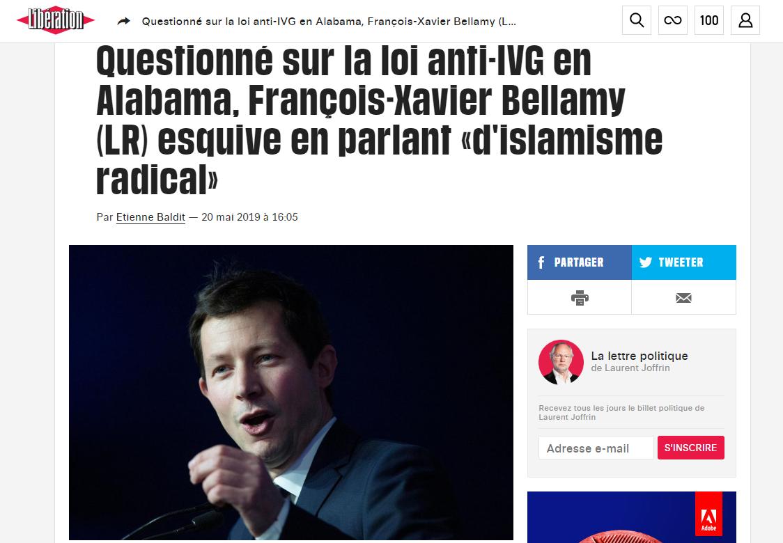 SSJWarriors's tweet photo. Et en France alors ? Si l'avortement n'est actuellement pas présent dans le débat politique, on peut noter que François-Xavier Bellamy, candidat tête de liste Les Républicains aux européennes, a déjà déclaré être personnellement contre l'IVG https://t.co/jhAEUlfb3y https://t.co/KKcJ5GtfIs
