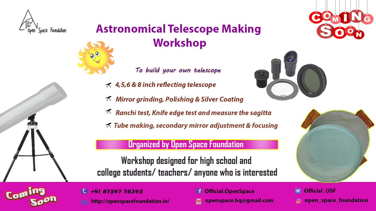 Official_OSF's tweet photo. If u want to deeply observe👀 our universe....To build ur own telescope🔭. Coming soon👍👍.
#open_space_foundation #osf #innovate_your_space #science #astronomy #education #science4sdg #astrophotography #astrophile https://t.co/RK66kiz3Nl