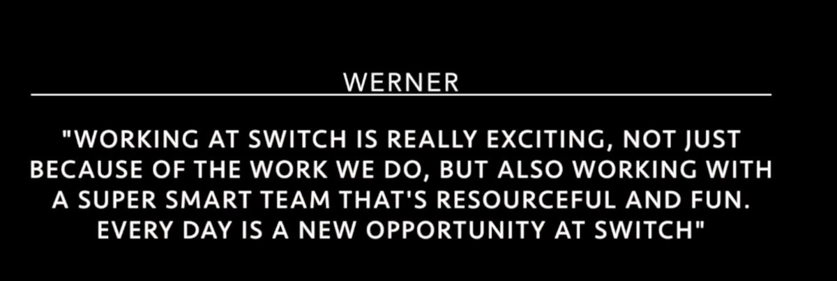 SwitchInnvtn's tweet photo. Only a few days left to apply for our #SeniorUXDesigner position. And if you're wondering what #CompanyCulture you may be stepping into, take a look at what #WernerBhil, developer at Switch says: 

Click here to find out more about the position: https://t.co/2ZhH2CepvE https://t.co/VFlWgMlJ2r