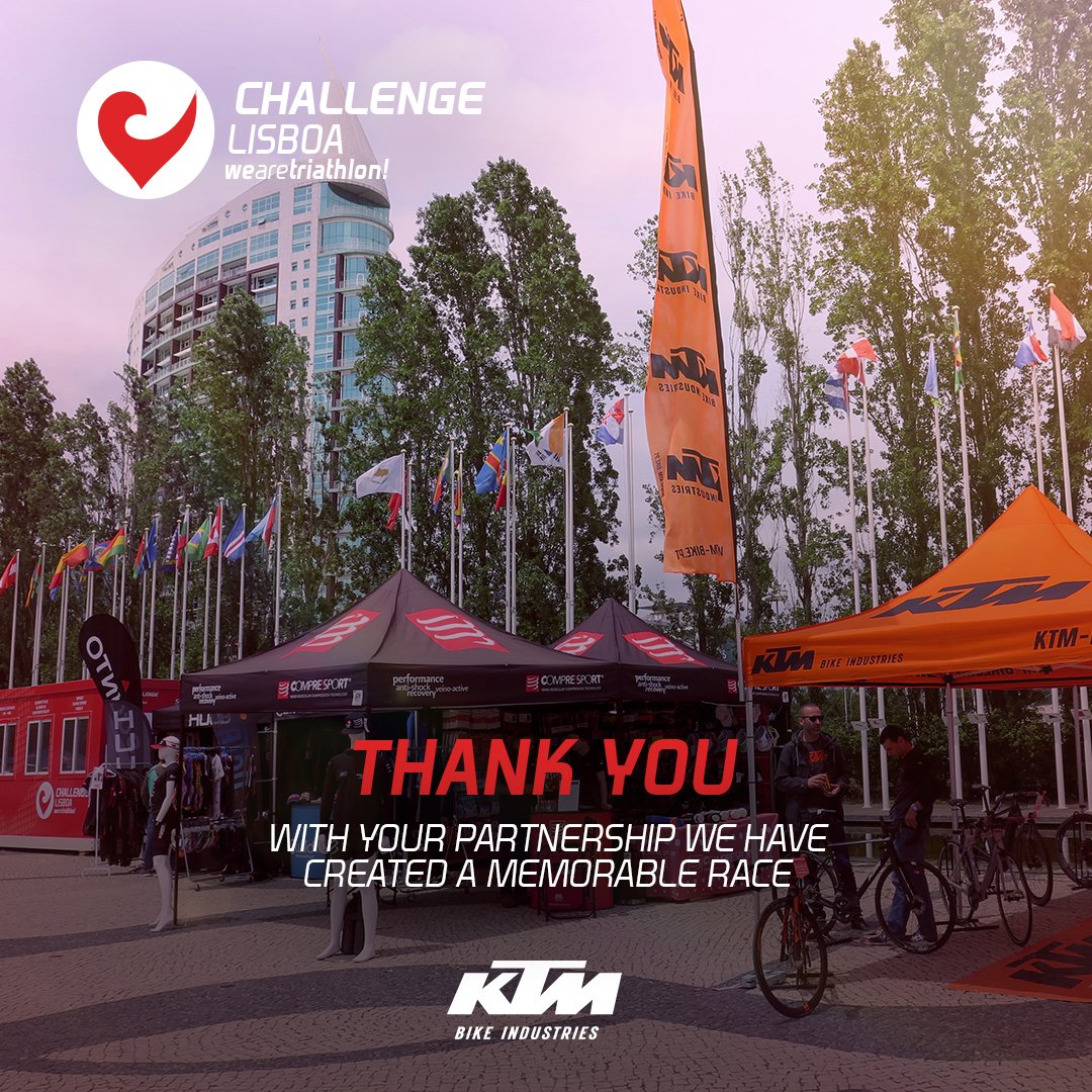 ChallengeLisboa's tweet photo. Thank YOU KTM for your contribution for Challenge Lisboa 2019 success!  Your bikes rocks! 🚴‍♀️🚴‍♂️

#wearetriathlon #challengelisboa #portugal #challenge #lisboa #triathlon  #lifestyle #challengefamily #challengefamilyglobal #challengefamilyraces #ktm https://t.co/Beh2hr3laK