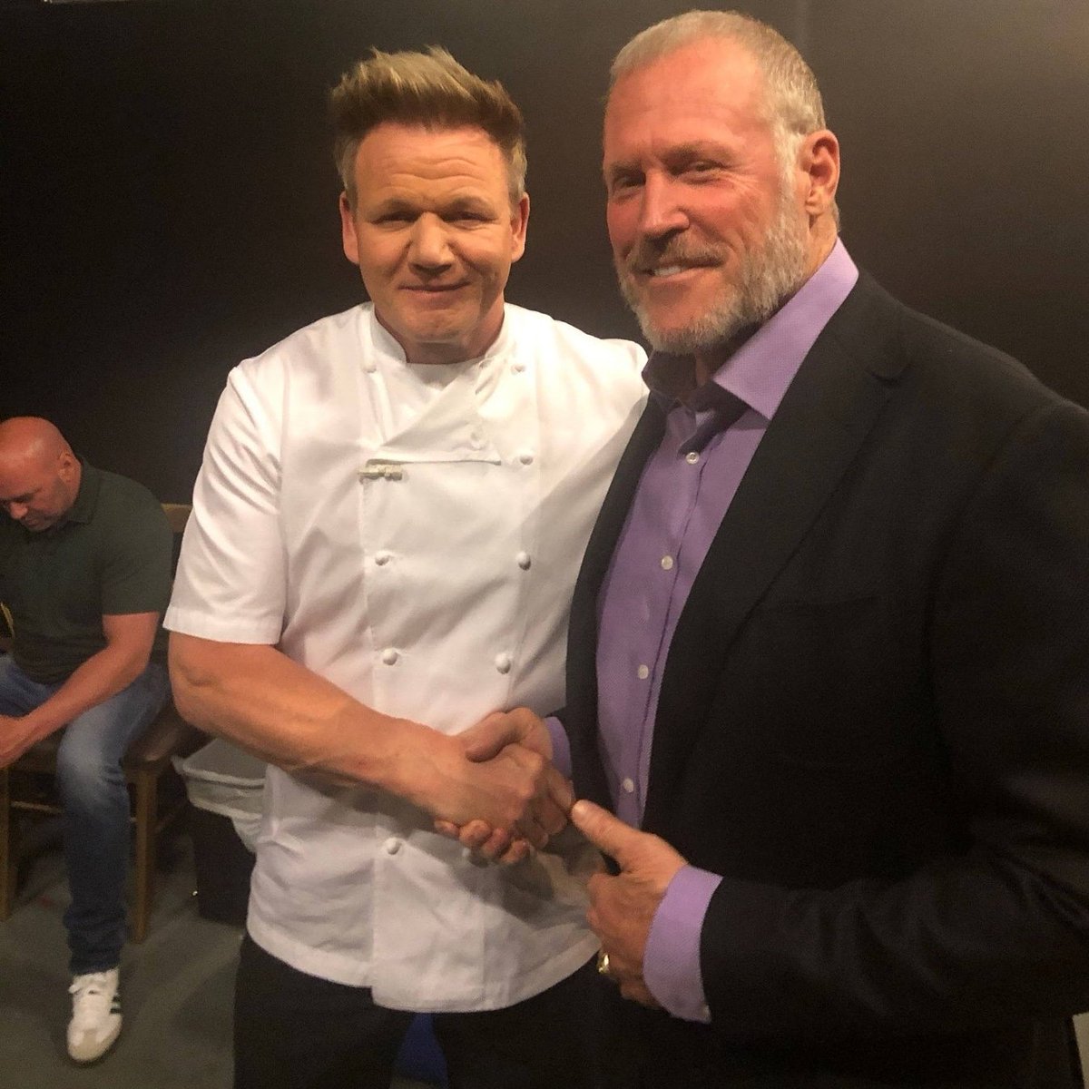 nflavegas's tweet photo. Our chapter president Linden King with Hell's Kitchen Chef Gordon Ramsey.  "Hey Mr King is that Dana White in the background?". #nflaumni
#nflavegas #hellskitchen
#gordonramsay
#lindenking https://t.co/DPWNRziaiH