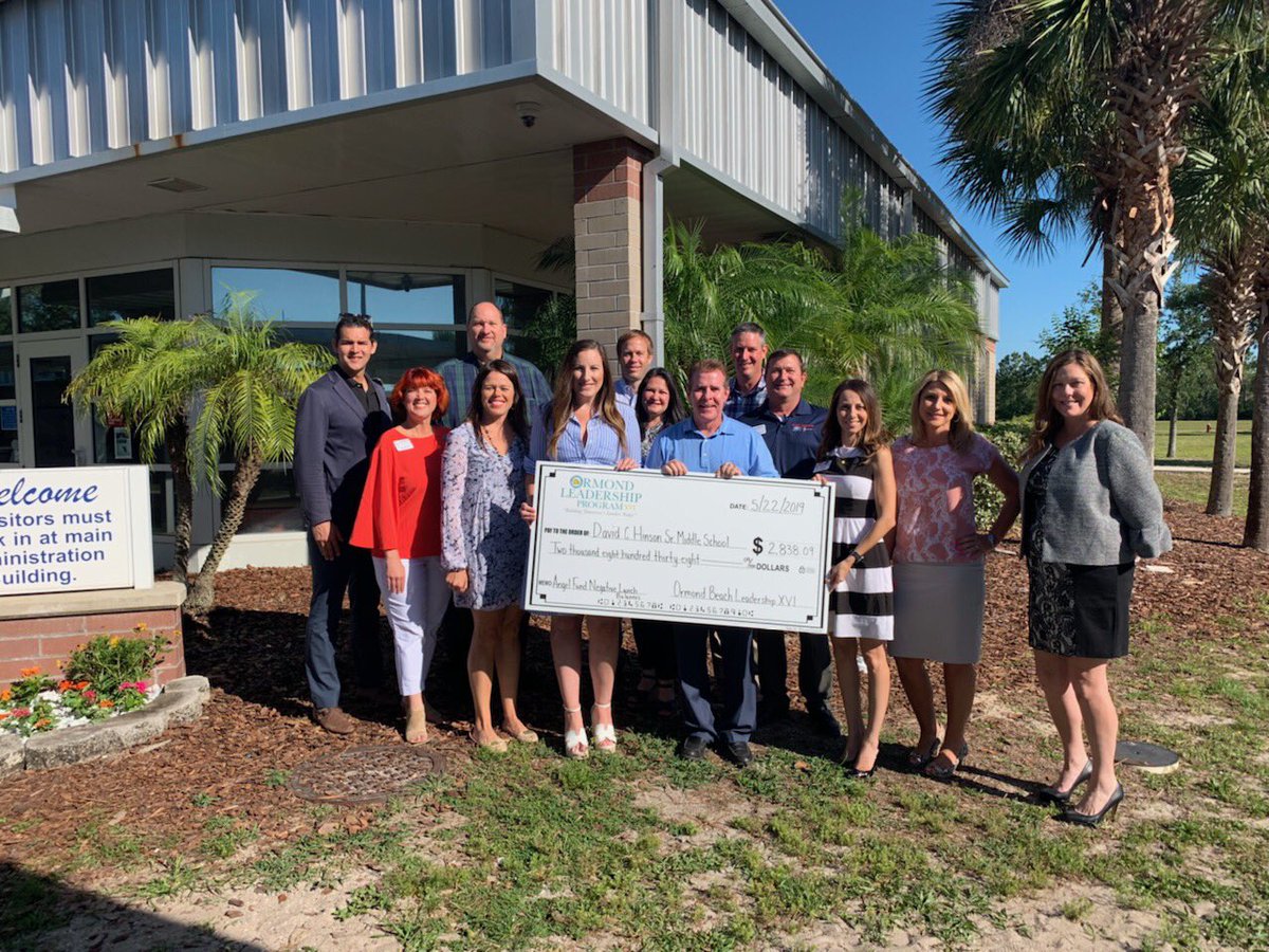 Ormond Leadership Program donating to the Angel Fund Negative Lunch Balances.  Thank you for helping our students and families.  Thank you Ormond Chamber.