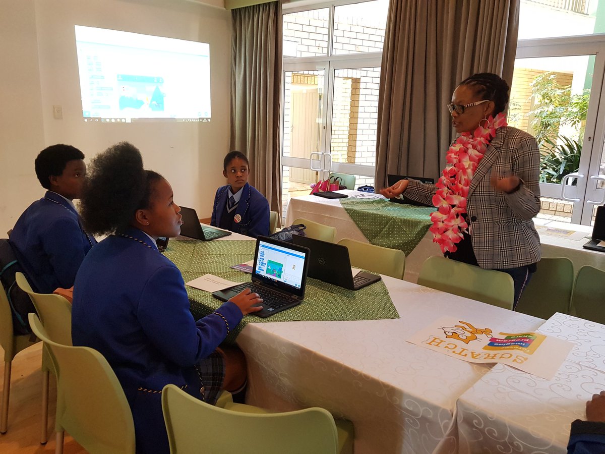Megan Rademeyer (@meganrademeyer) on Twitter photo When you see a colourful lei, you know the <a href="/ICTclub_MP/">Mpumalanga ICT Club</a> and <a href="/musakeninda/">Nomusa Keninda</a> are around. Today they're getting the <a href="/BresciaHouse/">Brescia House School</a> #CuriosITy grade 11 girls to use #Scratch to code their own scene. We're looking forward to seeing a workshop like this at <a href="/SchoolNetSA/">SchoolNetSA</a> conference! When you see a colourful lei, you know the <a href="/ICTclub_MP/">Mpumalanga ICT Club</a> and <a href="/musakeninda/">Nomusa Keninda</a> are around. Today they're getting the <a href="/BresciaHouse/">Brescia House School</a> #CuriosITy grade 11 girls to use #Scratch to code their own scene. We're looking forward to seeing a workshop like this at <a href="/SchoolNetSA/">SchoolNetSA</a> conference!