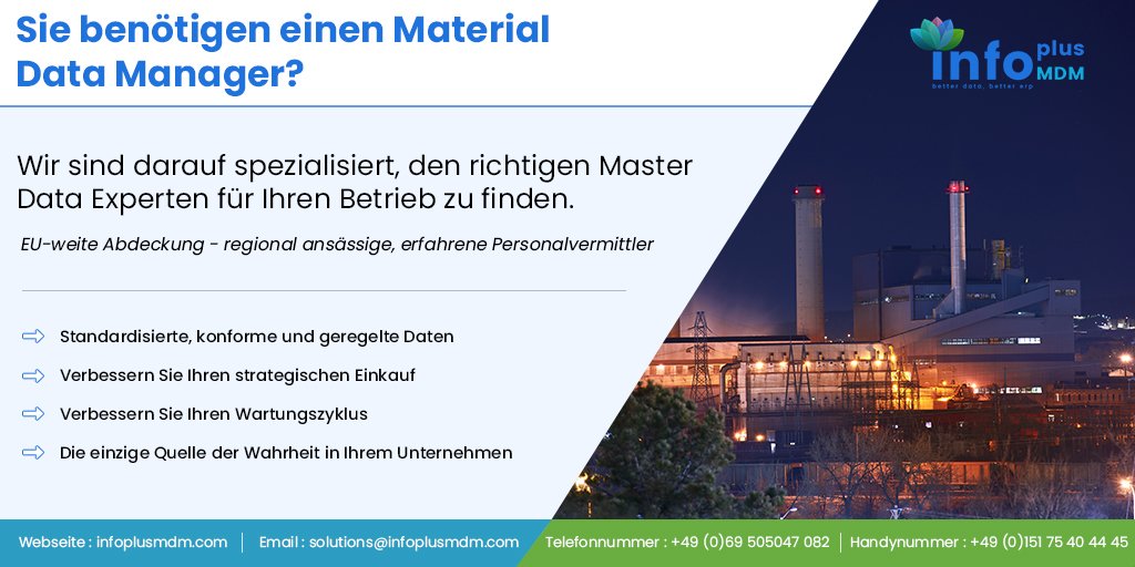 Please contact us if you are interested in our Material Data Manager Service in Germany. #mdm #materialdatamanager #masterdatamanager #Stammdatenmanagement #MasterDataManagement #DataGovernance