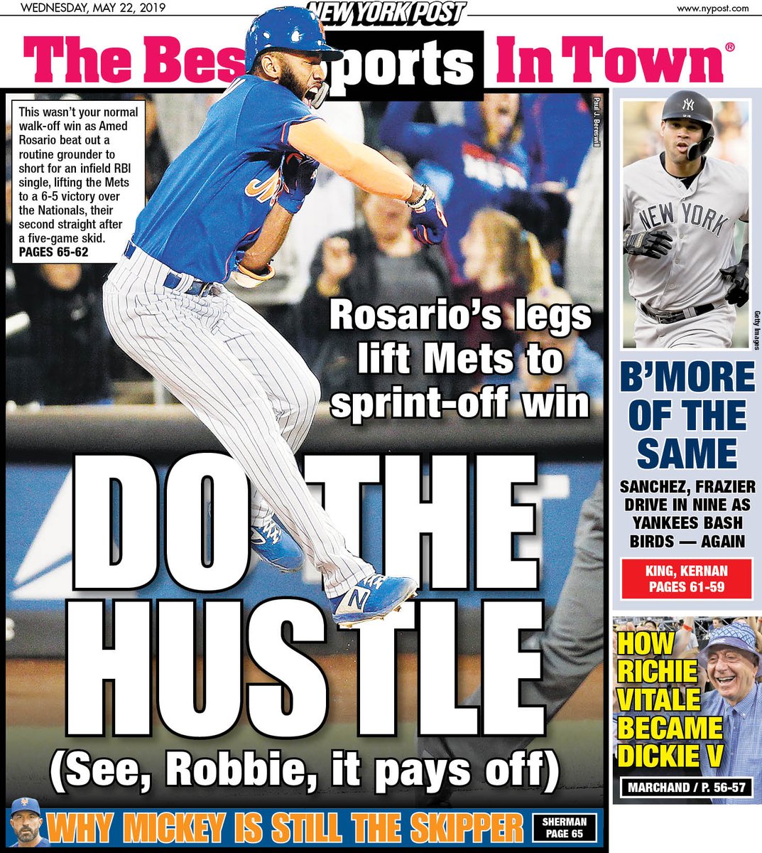 The Mets with a second straight back-page trifecta, this time for more posi...