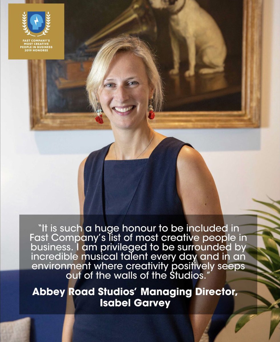 isabel_garvey's tweet photo. So unbelievably honoured to be in such amazing company in the Fast Company’s list of the 100 most creative people in business this year.  @FastCompany #FCmostcreative #makingmymumproud #lovemywork @AbbeyRoad https://t.co/3M1e4TtjO5