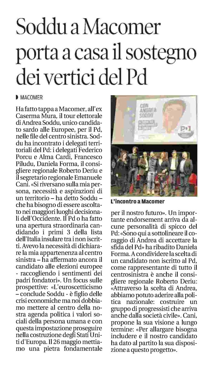 Soddu a #Macomer porta a casa il sostegno del #Pd

#europee2019