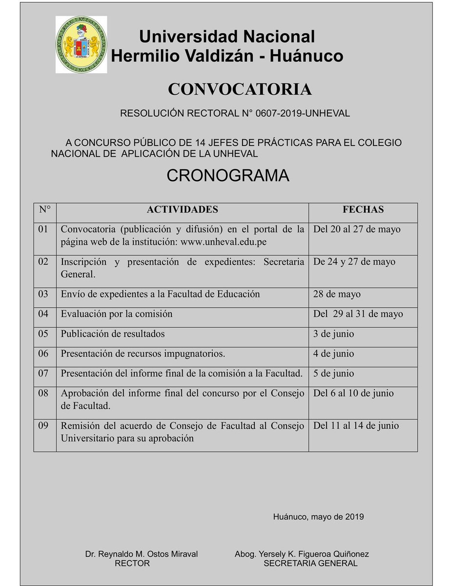 unheval_pe's tweet photo. CONVOCATORIA A CONCURSO PÚBLICO DE 14 JEFES DE PRÁCTICAS PARA EL COLEGIO NACIONAL DE APLICACIÓN DE LA UNHEVAL - HUÁNUCO.
@ostosunheval @SineacePeru @SuneduPeru @MineduPeru https://t.co/NjwxOPcw7a