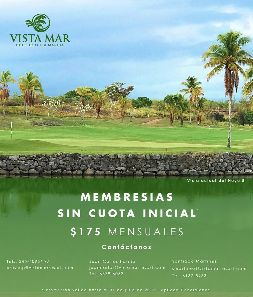 vistamargolf's tweet photo. ¡Membresía Sin Cuota Inicial! Aprovecha esta increíble oferta, comunícate con nosotros para aplicar. ⛳️🏌️‍♂️ * Promoción válida hasta el 31 de julio de 2019 - Aplican Condiciones. https://t.co/7gFRWbWB21