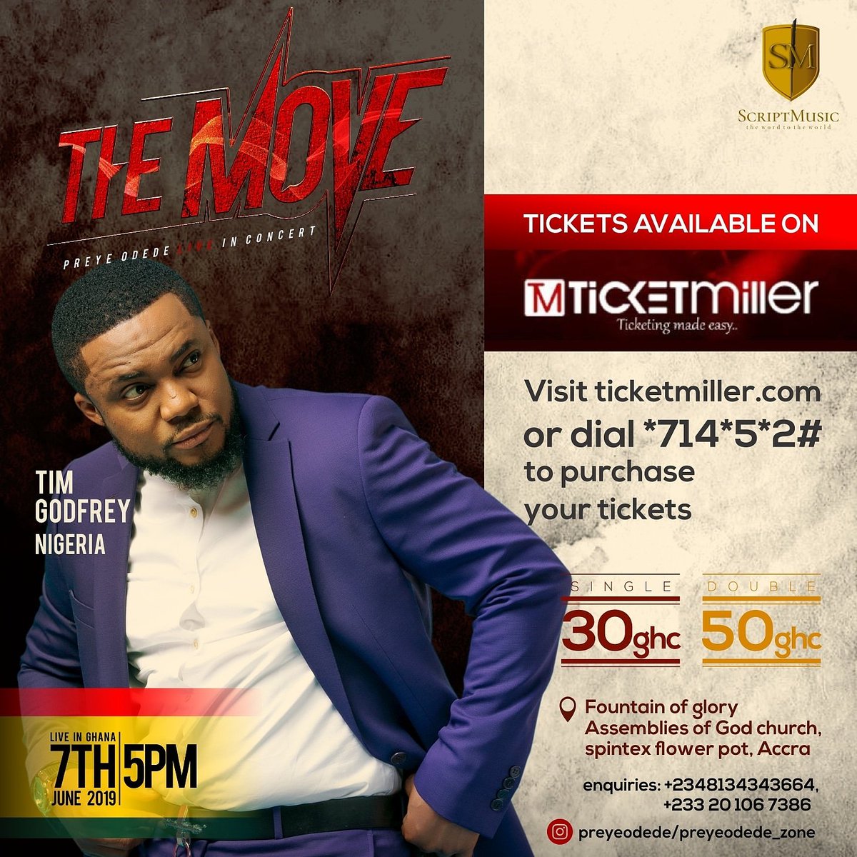 SelahAfrik's tweet photo. #THEMOVE
@preyeodede #liveinghana
7th of June, 2019
Tickets available at: Reverb studios Ghana | Sunny 88.7fm Ghana | https://t.co/xFtjJOuJ4F | dial *714*5*2# to purchase ticket. https://t.co/kiy3hEtqSr