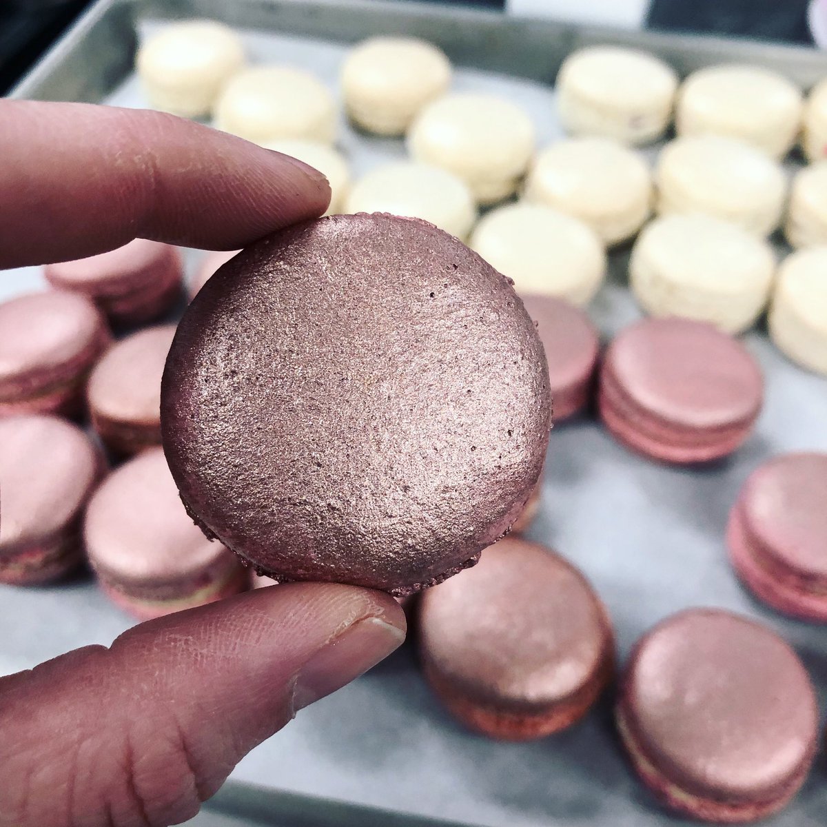 FinessePastries's tweet photo. Custom rose gold macarons 😍 https://t.co/dcNj45Bctm