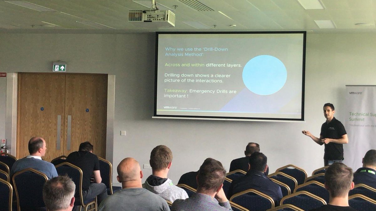 VMwareIreland's tweet photo. One of our Premier Services engineers, Altan Turkmenoglu is currently guiding our customers through different vSphere case studies and troubleshooting scenarios #vtechsummit19 https://t.co/NbEu9RHxVD