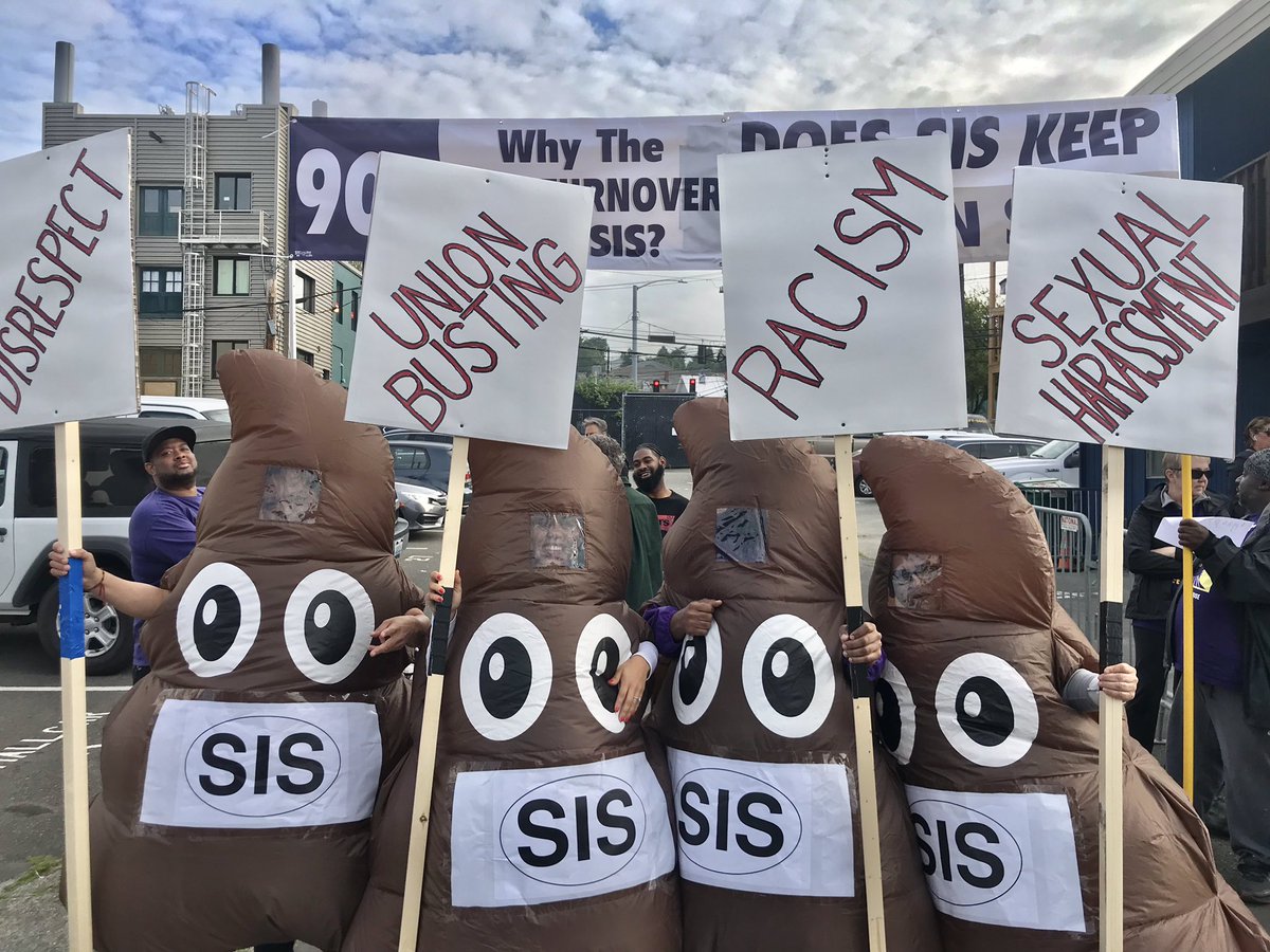 StandforSec's tweet photo. Happening now!

Security Officers &amp; supporters out front of @amazon Shareholder mtg calling for responsible security companies &amp; good union jobs. 
https://t.co/czpswedO2R
#StandForSecurity 
#AmazonCanDoBetter https://t.co/aTqeH3TjDO