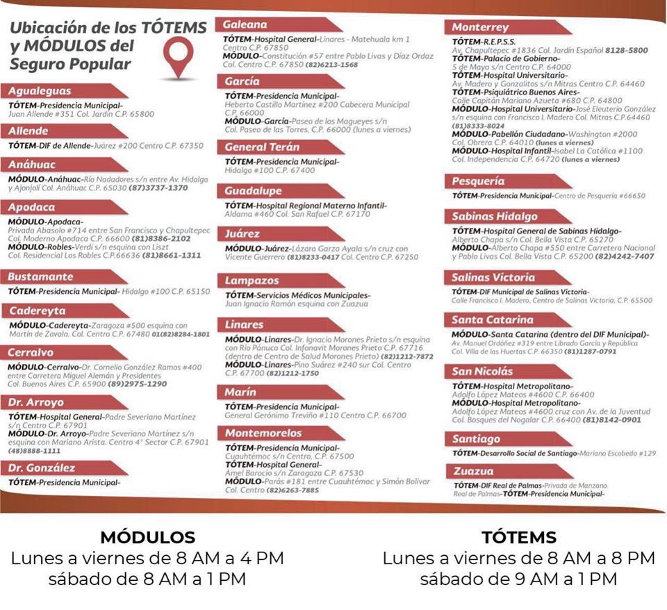 JuanLuisGlzT's tweet photo. ¿Necesitas realizar algún trámite del Seguro Popular?
Te compartimos las ubicaciones y horarios de Módulos y Tótems con operadores capacitados en brindarte la atención y el servicio que mereces.
#BienEstarSaludable
#ElSeguroPopularSeTransforma https://t.co/fzFQtqqsKQ
