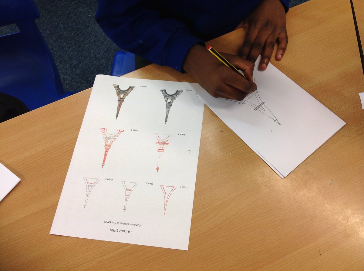 MissNPryor's tweet photo. During our French afternoon yesterday, year 5 made a yoghurt cake by translating the recipe, learned how to draw the Eiffel Tower and made our own card Frenchmen (with baguettes) @TemplarsPrimary #primaryfrench #MFLlessons https://t.co/zSl2Ulb55Q