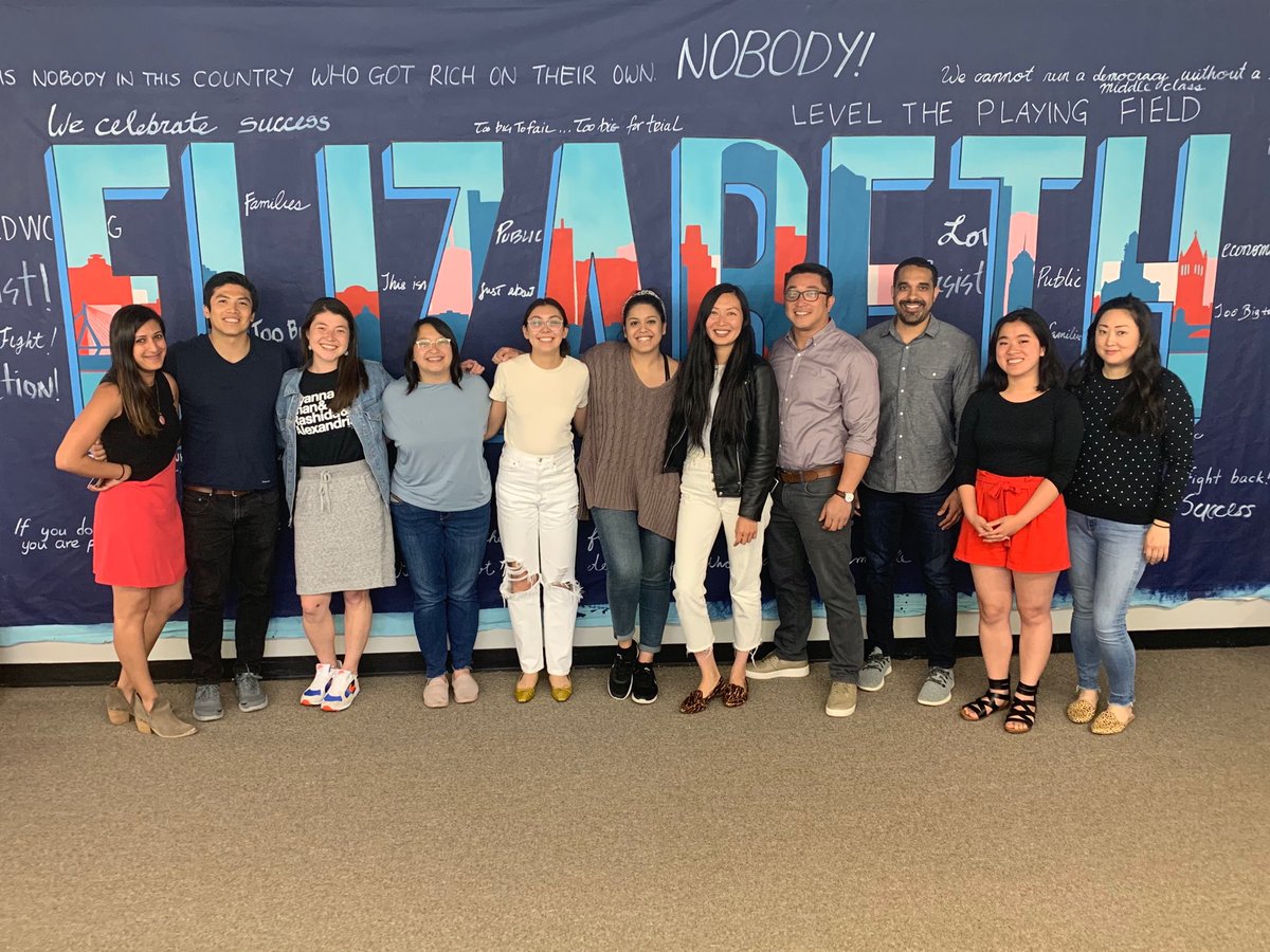 RogerLau's tweet photo. Took a Team Warren #AAPI staff pic to celebrate Asian Pacific American Heritage Month at HQ today (this isn’t everyone—some folks are fighting the good fight on the road). Asian-Americans have typically lacked representation on campaigns and our government. We’re changing that! https://t.co/dfkHOSxUvu