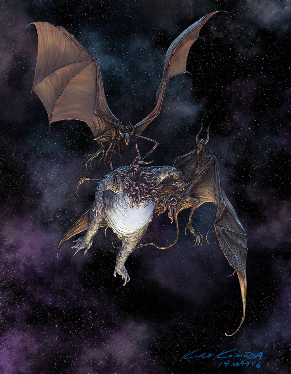 Happy #WorldGothDay, Arkhamites! 🦇💀🌕💀🦇

"Two Night-Gaunts carrying a Moon Beast."
(Illustration by local goth &amp; artist, Kurt Komoda <a href="/TickleMeCthulhu/">Kurt Komoda</a>)

#WorldGothDay2019 #GetYourGothOn #Goth #ArkhamBrooklyn #BrooklynGoth #HPLovecraft #NightGaunt #MoonBeast #Art #KurtKomoda