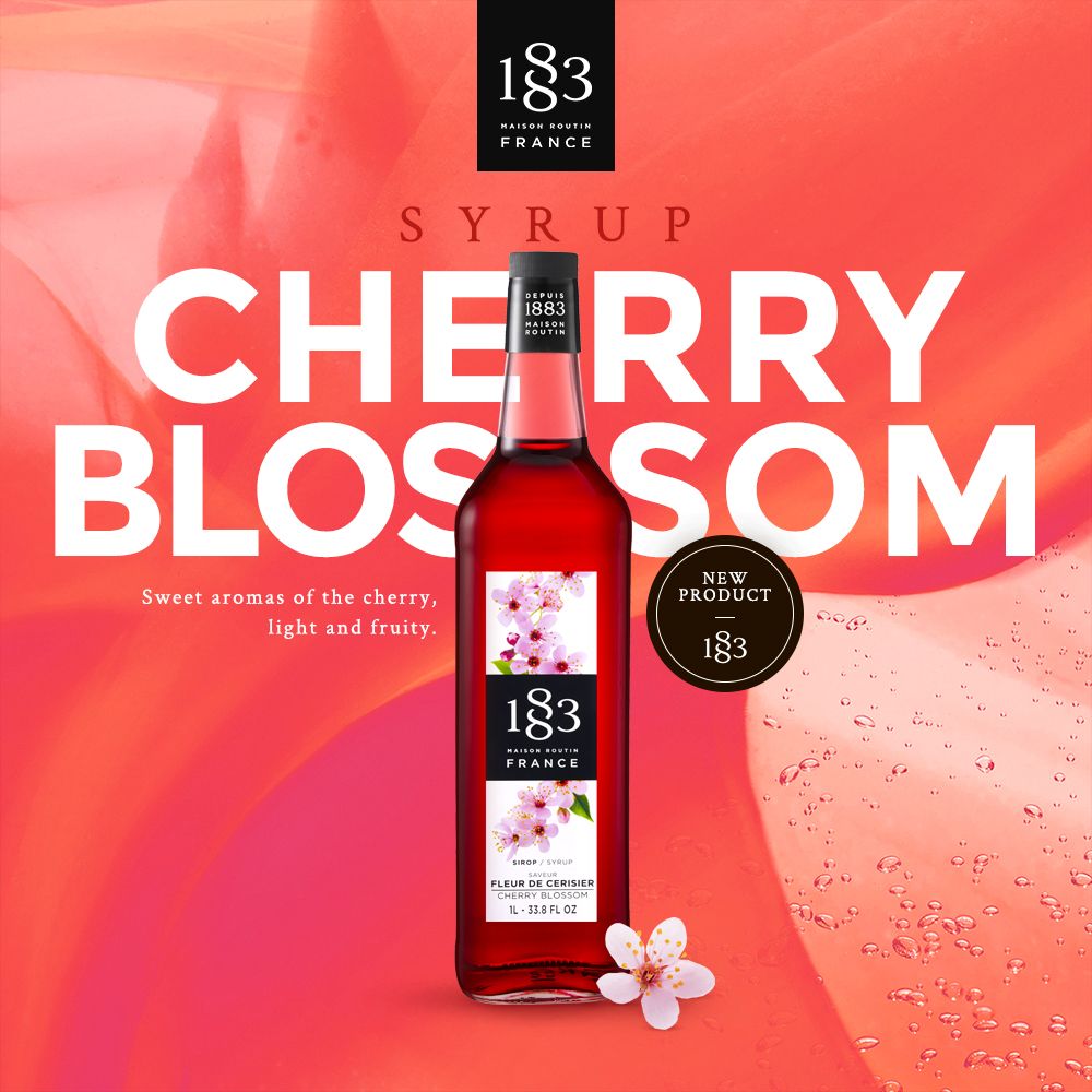 It's fresh, it's good, it's new…. 1883 Cherry Blossom was made for you! 1883 reveals all the voluptuousness of cherry blossom in a syrup. Its indulgent fragrance combines the woody and floral notes of the cherry tree with the sweet notes of the plump fruit. 
#1883syrups  #Summer