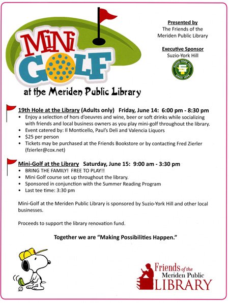 fotmpl's tweet photo. Coming up next month!  Don't miss out.

#meriden #library #minigolf #fundraiser https://t.co/5pQPJIT84T