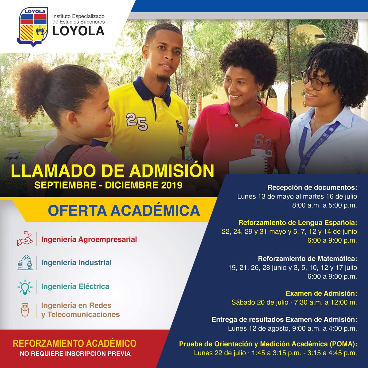 loyolaipl's tweet photo. Inicia hoy el reforzamiento de Lengua Española para los interesados en estudiar en el Instituto Especializado de Estudios Superiores Loyola #IEESL.
Te invitamos a conocer la oferta académica y los requisitos.
#IEESLFormandoenCalidad https://t.co/iEczXseRLA