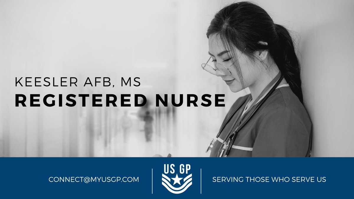 Registered Nurses needed! USGP is hiring for healthcare providers in Biloxi, MS. Join our team and start a career that is rewarding and growth-oriented. #CareerArc #Jobs #JobSeekersSA #HireVeterans #healthcare #RegisteredNurse #MS #RN #KeeslerAFB #growwithus #nowhiring #applynow