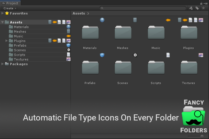PlaceholderSoft's tweet photo. Folders have auto icons next to them which show what's in the folder and the status of things in the folder (script error, modified, git conflict etc).

This can all be customised! If that looks a bit overcrowded you can change how many icons there are or just turn them off. https://t.co/smQVEf4nzr