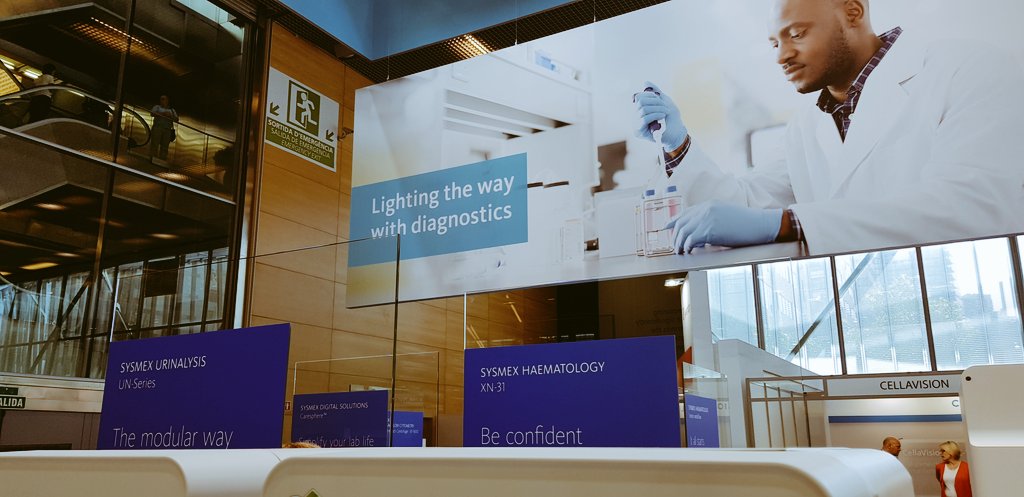 joana_ut's tweet photo. Come by our @SysmexEurope booth at #euromedlab19 Check the latest insights on #calprotectin #CALiaGold , #FOBGold, #haematology, #flowcitometry and #urianalysis tests. Don't miss out #caresphere, a #cloud-based #data monitoring solution. @sysmex_espana #innovation #healthcare https://t.co/S87mtQcMYy
