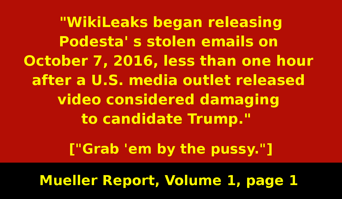 Pay attention to the timing of the emails release.Remember the "pussy" tape? Where Trump bragged about sexually assaulting women. #MuellerReport  https://www.justice.gov/storage/report.pdf