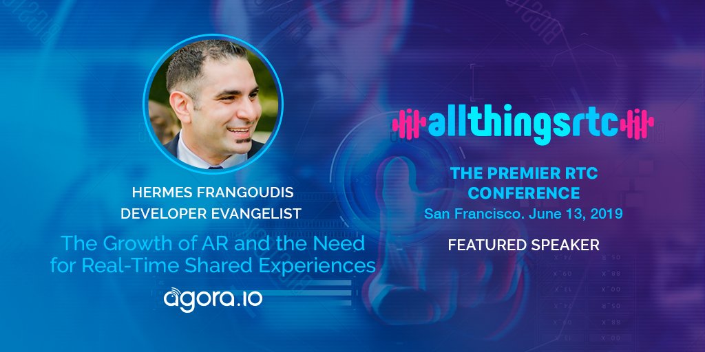 AllThingsRTC's tweet photo. Come hear our developer evangelist Hermes Frangoudis talk about the growth of AR and the need for real-time shared experiences at the #AllThingsRTC19 conference on June 13th. Use code ATRTCTWTR and get your tickets for just $19. https://t.co/I27IZgYmm3
#AR #livevideo #developer https://t.co/v610LjeLuT