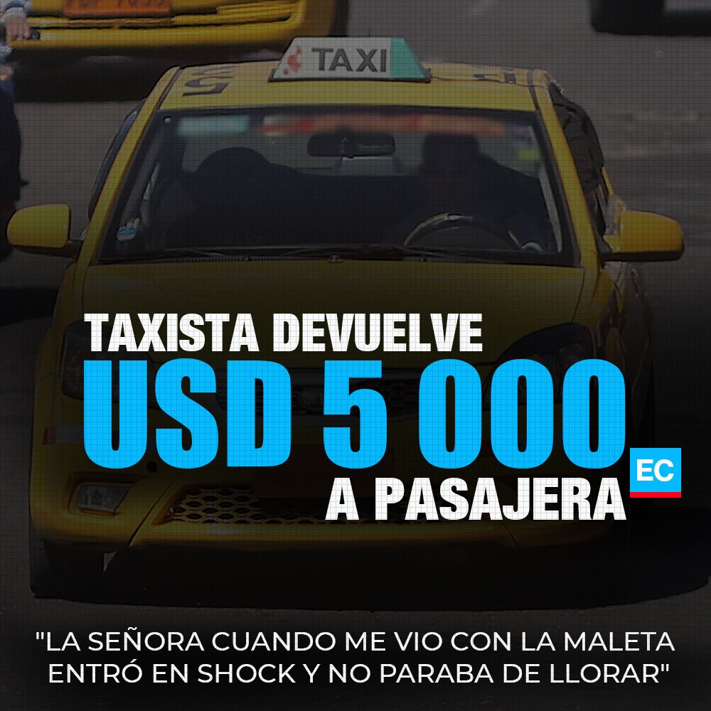 elcomerciocom's tweet photo. ¡Un buen ejemplo! Una mujer olvidó una maleta con USD 5 000 en un taxi. El conductor fue a buscarla » https://t.co/OHSWPOwxji https://t.co/7cE7mFWaXa