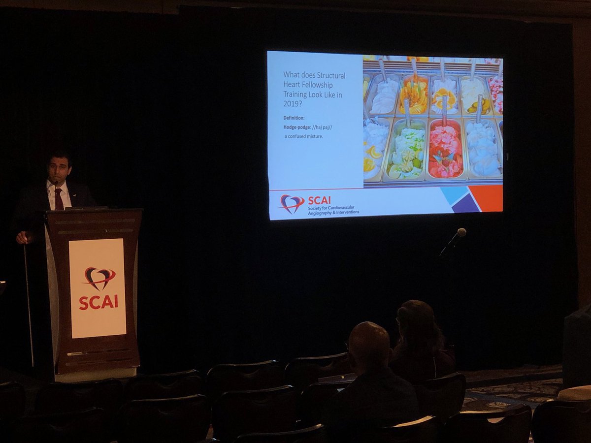 AGoldsweig's tweet image. #SHD training programs vary greatly: a “hodge-podge” of procedures like mixed fruit ice cream. -⁦@Rahul2282Sharma⁩ at #SCAI2019