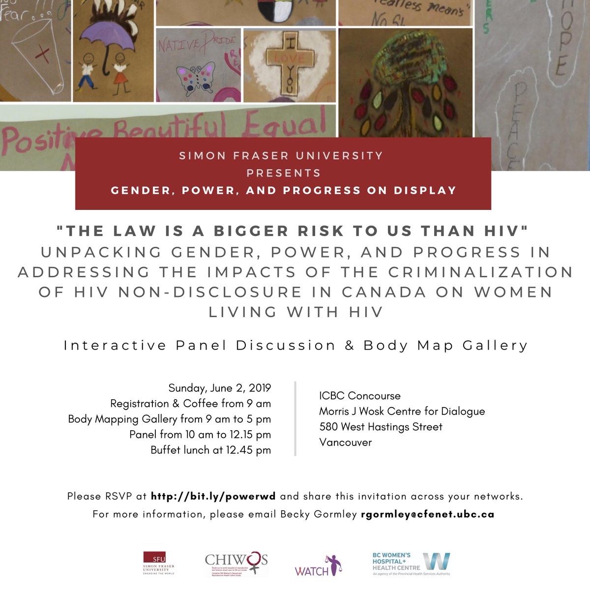 watch_HIV's tweet photo. #WD2019 is the world’s largest conference on women’s and girls’ rights &amp; health. Get it started June 2nd with our panel discussion &amp; Body Map Gallery, illuminating the experiences of women living with HIV. https://t.co/RDjC7stL8a #HIVisNotACrime @akaida @Valerie74489006 https://t.co/PF3ku2QOqV