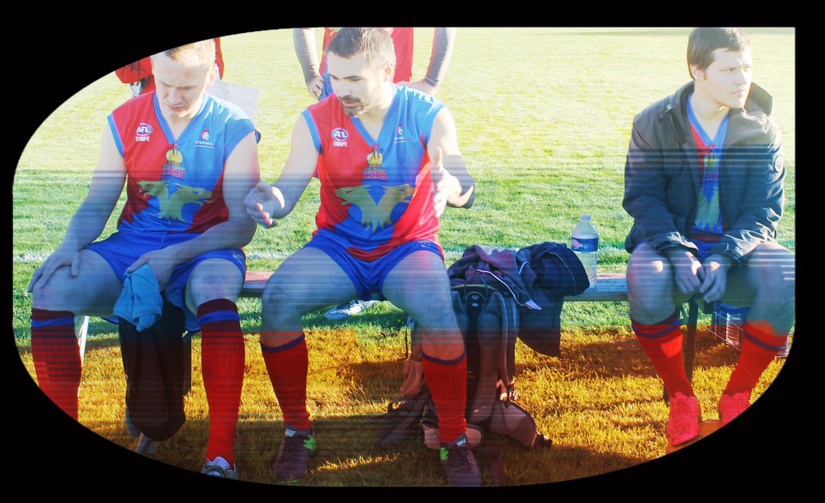 SpbCats's tweet photo. Bench party. #spbcats #AFLSPb #aflrussia #SPbsport #catsspb #russianfooty https://t.co/z5Ri2rUAFc