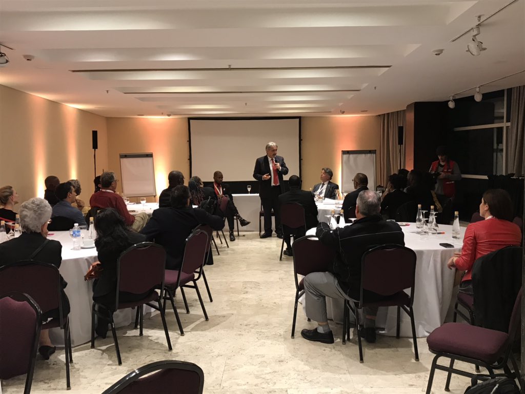 Francescorocca's tweet photo. With our #RedCross friends and colleagues of the #Caribbean region during @IFRC_es Inter-American conference, discussing key humanitarian priorities, like #climatechange. Thank you for the great work you are doing to support the most vulnerable people! #IAC2019 https://t.co/HODAFWTEQJ
