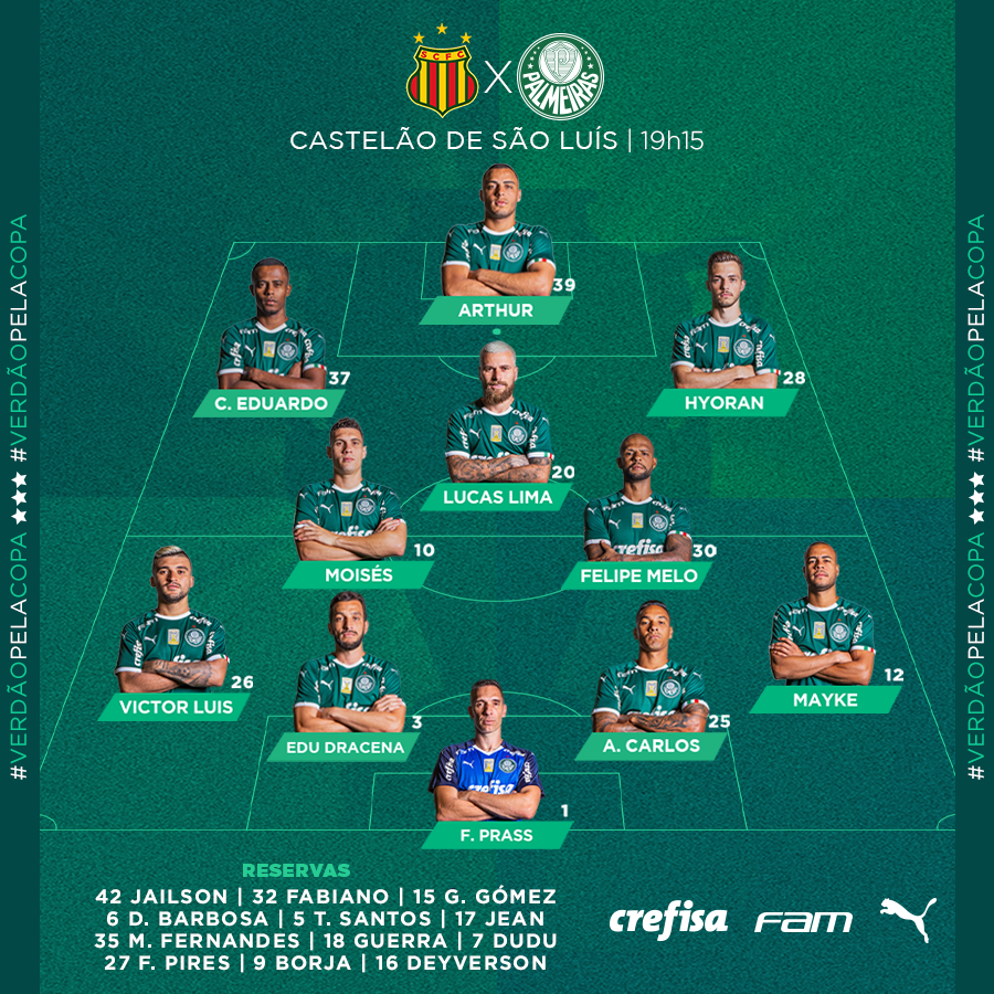 Palmeiras's tweet photo. Atrasou, mas chegou: o #MaiorCampeãoDoBrasil está escalado! 🐷

#VerdãoPelaCopa #AvantiPalestra https://t.co/fFqvgy9oly