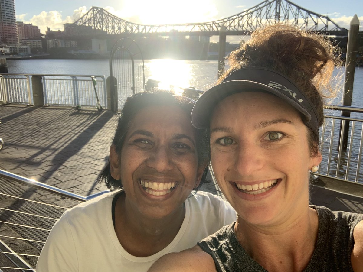 KatCacavas's tweet photo. Starting the day in a health promoting way!! Loved river runs with @ShanthiAnn before Day Two of @CRE_IQI biannual meeting kicks off!! #CREIQI #running #Brisbane #lookoutforbikerage 🏃🏾♀️🏃🏽♀️ https://t.co/ItEaYGhn2z