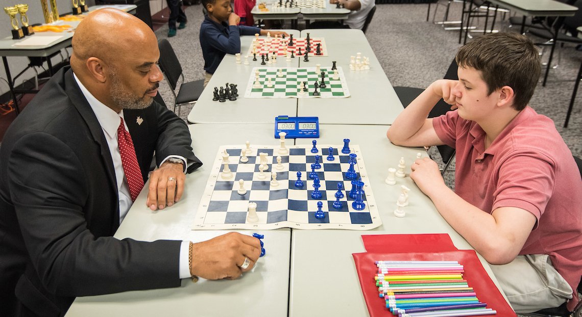 Challenged ABS East student Michael Carley to a game of chess during the third annual HCDE Chess Tournament between ABS East and West. Michael beat me this year, but looking forward to a rematch next year after more time of improving my skills. Congratulations!